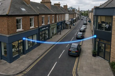 Fibre cable connecting nearby business buildings