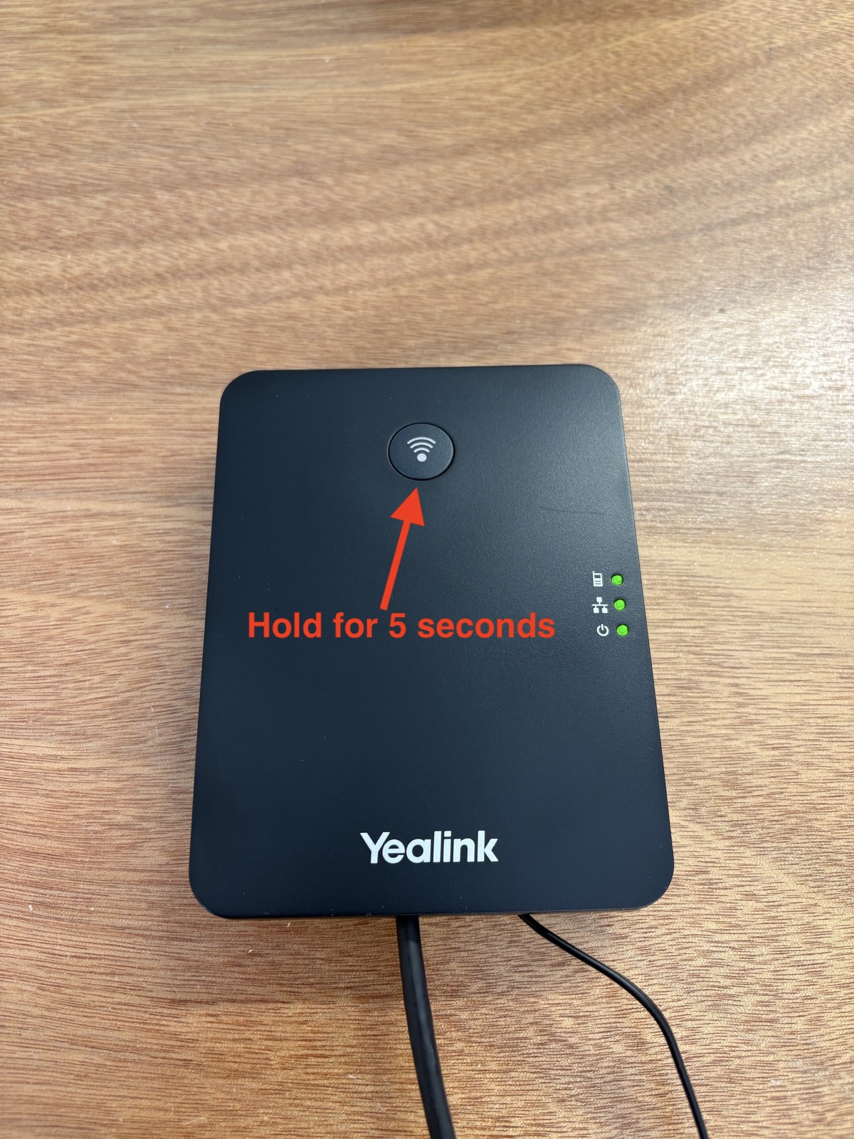 Yealink W70B paging button used to start registration mode